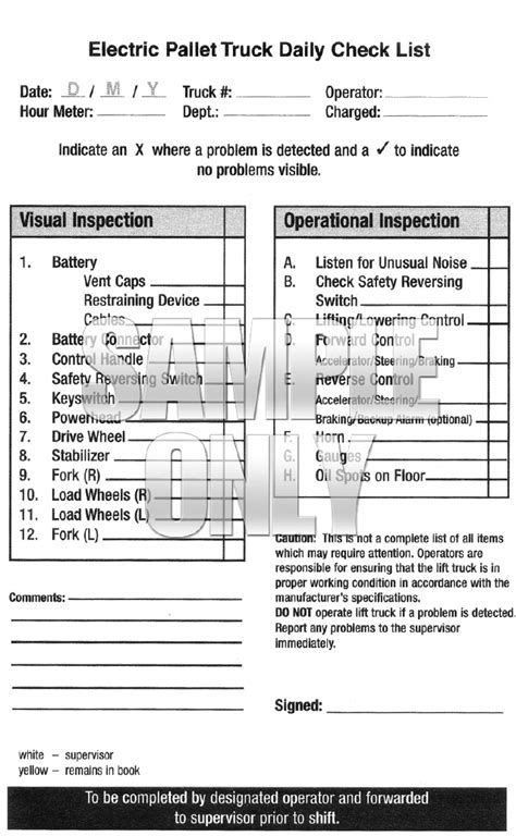 Forklift Inspection Checklist Book The Checklist Caddy