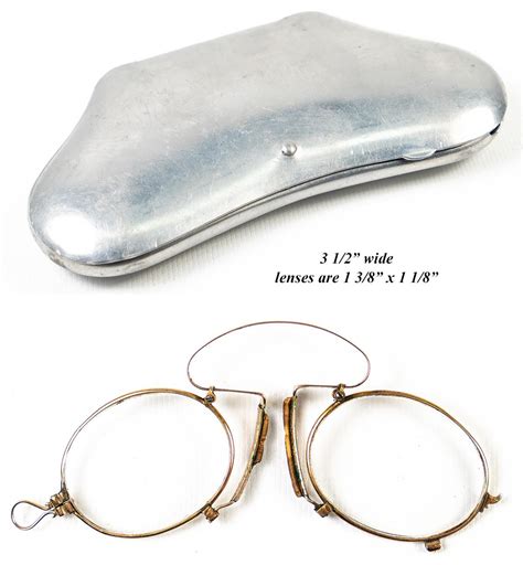 Antique 14k Gold Folding Spectacles Pince Nez Reading Glasses And Aluminum Case Ebay