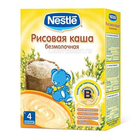 Рисовая каша Nestle безмолочная - калорийность, полезные свойства ...
