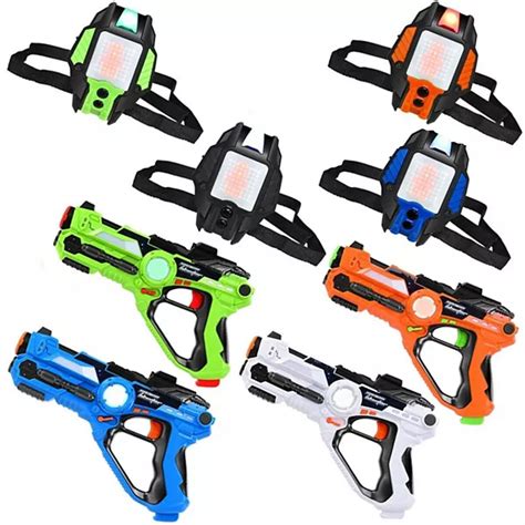 4 pcs Set Laser Tag Guns with Vests LED Target Armor-Guns+Vests