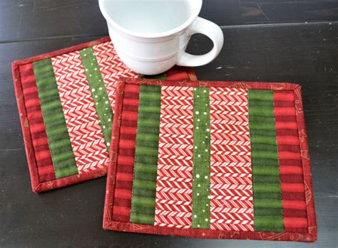 Handmade Set Of Quilted Mug Rug Christmas Mug Rug Holiday Quilted