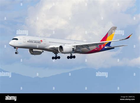 Asiana Airlines Airbus A350 900xwb Aircraft Flying Airplane A359 Of