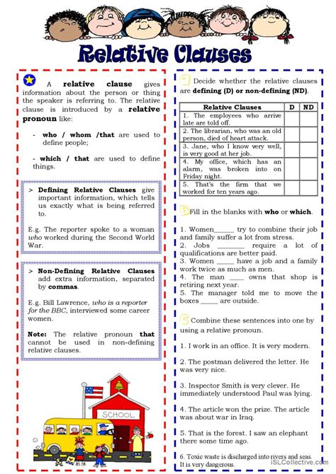 Relative Clauses English Esl Worksheets Pdf And Doc