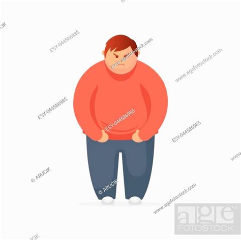 Cartoon Angry Fat Man Fat Man Feeling Sick Vector Illustration Stock