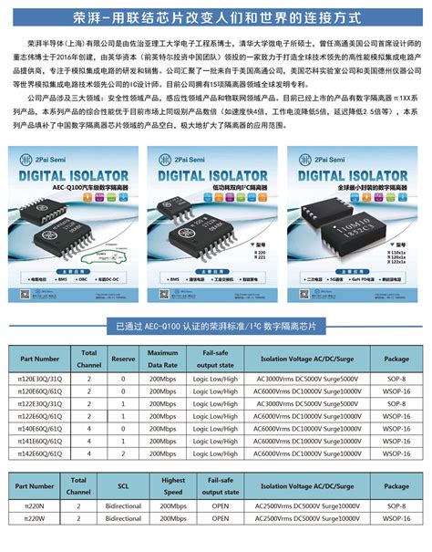 荣湃数字隔离芯片选型