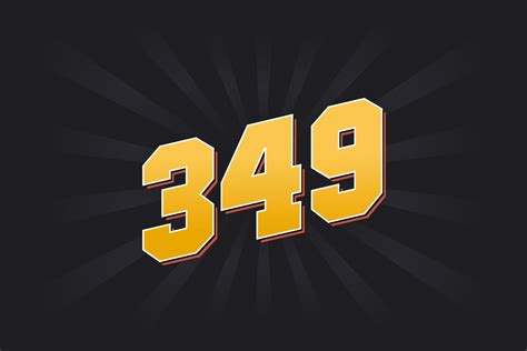 Number 349 vector font alphabet. Yellow 349 number with black ...