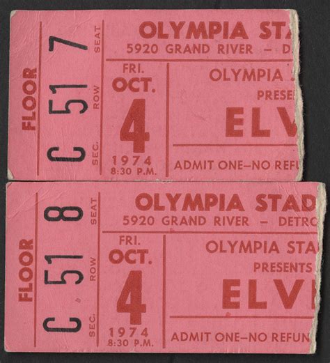 Lot Detail Elvis Presley 1974 Detroit Concert Ticket Stubs 2