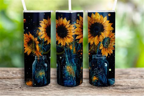 Sunflower 20oz Skinny Tumbler Design Png Graphic By Nestain Creative