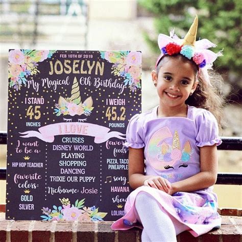 Unicorn Birthday Chalkboard Sign Poster Banner Milestone Etsy