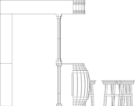 3228mm Wide Barrel Concent Bar Counter with Bar Stools Left Side Elevation dwg Drawing ...