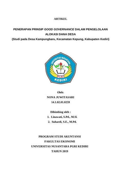 Pdf Penerapan Prinsip Good Governance Dalam Simki Unpkediri Ac Id