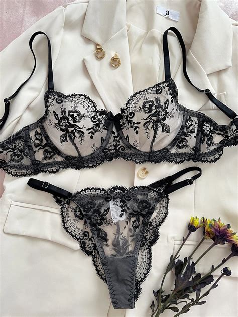 Yimunancy Conjunto De Lingerie Bordado Floral Feminino Suti Puro Roupa