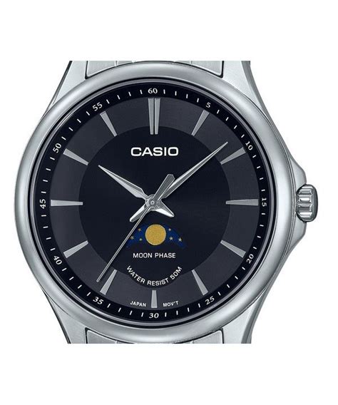 Reloj Casio Est Ndar Anal Gico Con Fase Lunar Y Esfera Negra De Cuarzo