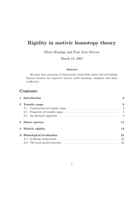 Pdf Rigidity In Motivic Homotopy Theory