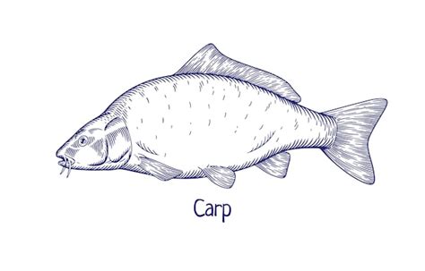 Premium Vector Carp Vintagestyled Engraved Drawing Outlined Contoured