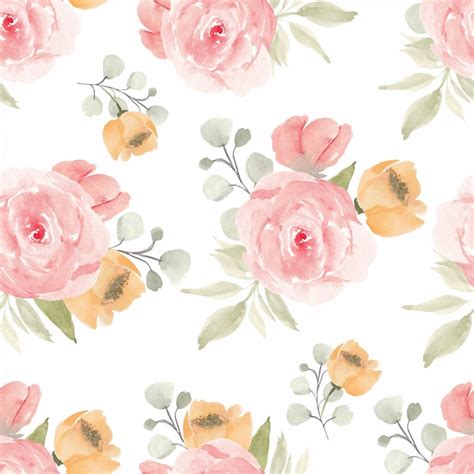 Premium Vector Floral Repeat Pattern With Rose Flower In Watercolor Style