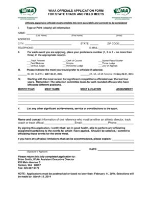 Fillable Online Officials Applying To Officiate Must Complete This Form