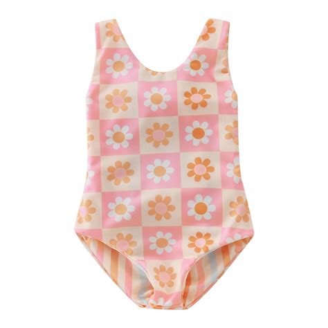Girls Swimsuits Summer Kids Girls Lacing Swimwear Floral Prints 1 Piece