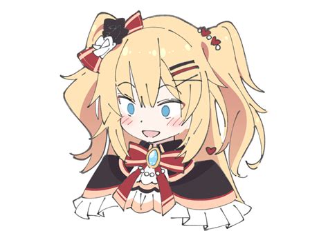 Safebooru 1girl Akai Haato Bangs Blonde Hair Blue Eyes Blush Blush Stickers Bow Bowtie Empty