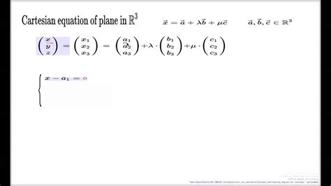 Cartesian Equation Of Plane Youtube