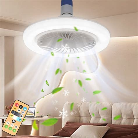 Socket Fan Light Ceiling Fans with 3 Colors 3000K-6500K, 1000 Lumens ...