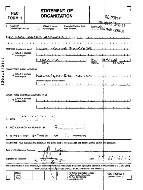 Fillable Online Fecfrm Statement Of Organization Fec Form Office