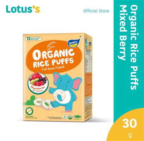 Tenten Organic Rice Puffs Mixed Berry 30g Lazada