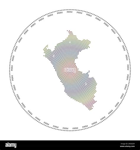 Peru Round Logo Digital Style Shape Of Peru In Dotted Circle With