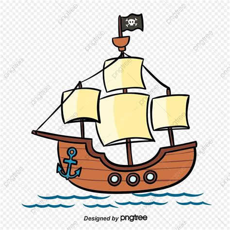 Barco Pirata Dibujado A Mano Ilustraci N De Barco Pirata De Dibujos