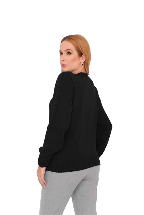 Comprar Blusa Aran Colunas Pontão Preta a partir de R 74 84 Saes Tricô