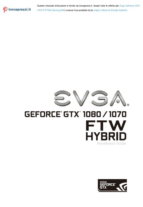 Evga Geforce Gtx 1070 Ftw Hybrid Installation Manual Pdf Download Manualslib