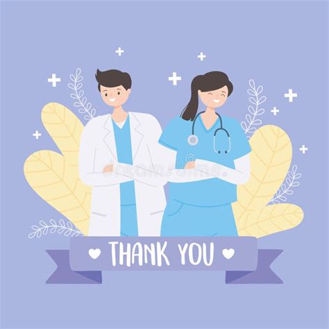 Thank You Doctors And Nurses Physician And Nurse With Medical Report