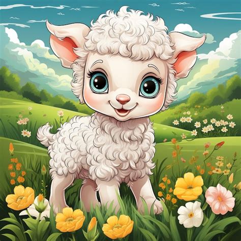 Premium Photo | A sheep in garden with flowers