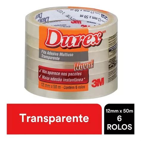 Fita Adesiva Mm X M Durex Transparente M Pct C Rolos Mercadolivre