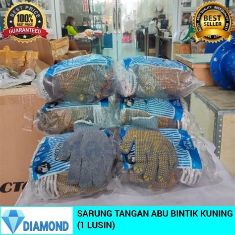 Jual Sarung Tangan Kerja Benang Bintik Kuning Benang Diamond Isi