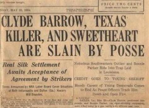 Bonnie And Clyde Death Newspaper