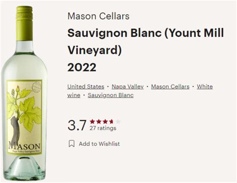 Mason 2022 Sauvignon Blanc Yount Mill Vineyard