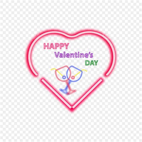 Happy Valentine Day Vector Hd Images Neon Heart Happy Valentines Day