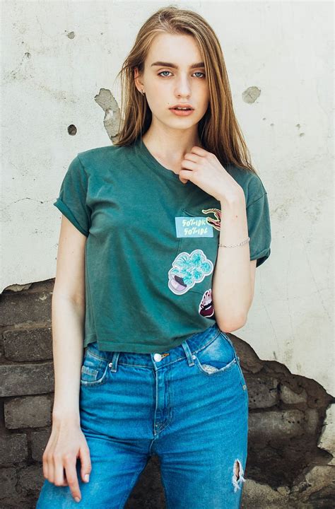 Buy Blue Jeans Green T Shirt In Stock