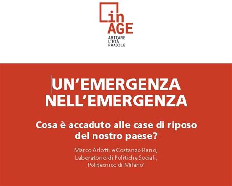 Unemergenza nellemergenza Cosa è accaduto alle case di riposo del