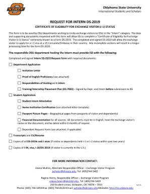 Fillable Online Iss Okstate Request For Intern Ds Iss Okstate