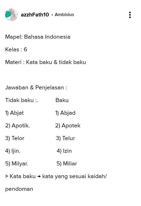 Contoh Kalimat Baku Dan Non Baku Bonus