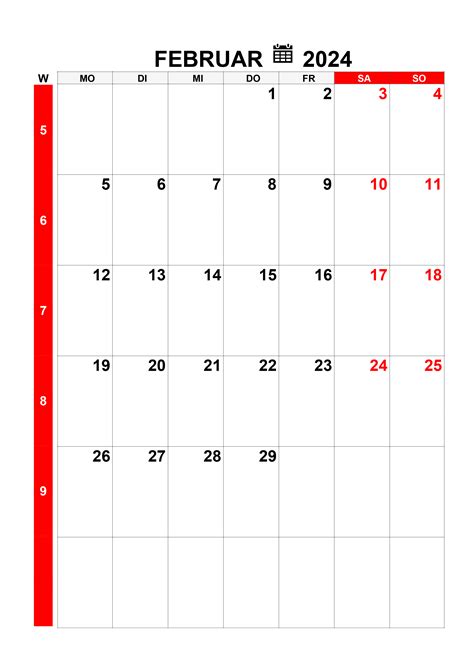 Kalender Februar 2024 Kalender Su