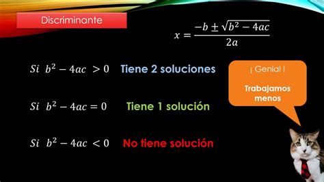 Ecuaciones Cuadráticas Completas Discriminante Youtube