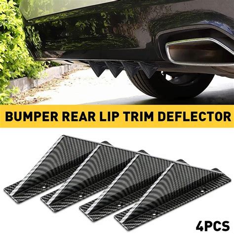 X Car Rear Bumper Diffuser Shark Fin Curved Spoiler Lip Wing Splitter