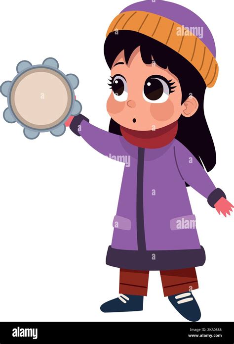 Little Girl Playing Tambourine Stock Vector Image And Art Alamy
