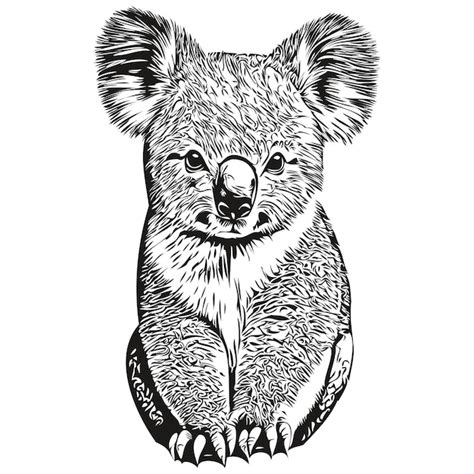 Premium Vector | Koala vintage illustration black and white vector art ...