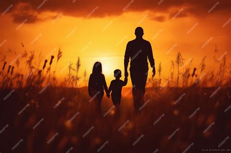 Premium AI Image | Silhouette of children and a sunset in the background