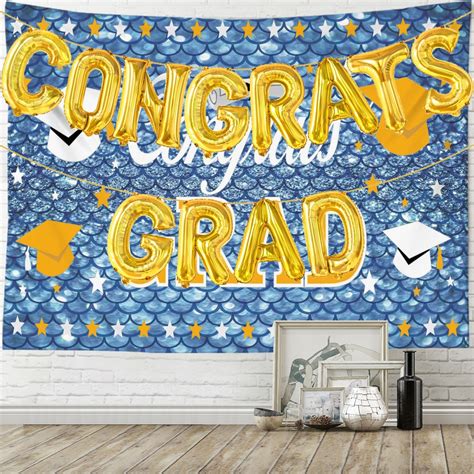 Congrats Grad Banner With Grad Balloons Graduation Banner Graduation Backdrop 2023 For