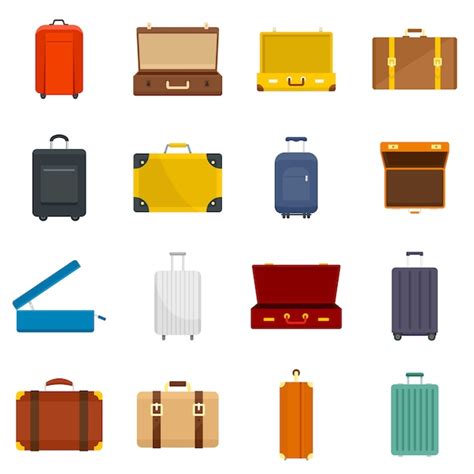 Premium Vector Suitcase Travel Luggage Bag Icons Set